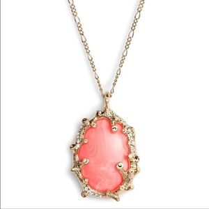 Lilly Pulitzer Pink Coral Marbled Pendant Necklace with Gold Chain